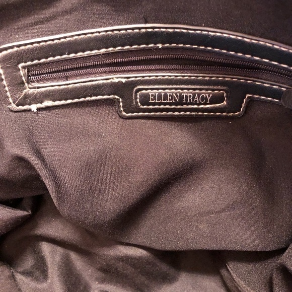 Ellen Tracy Black With Floral Print Purse EUC - Picture 6 of 8